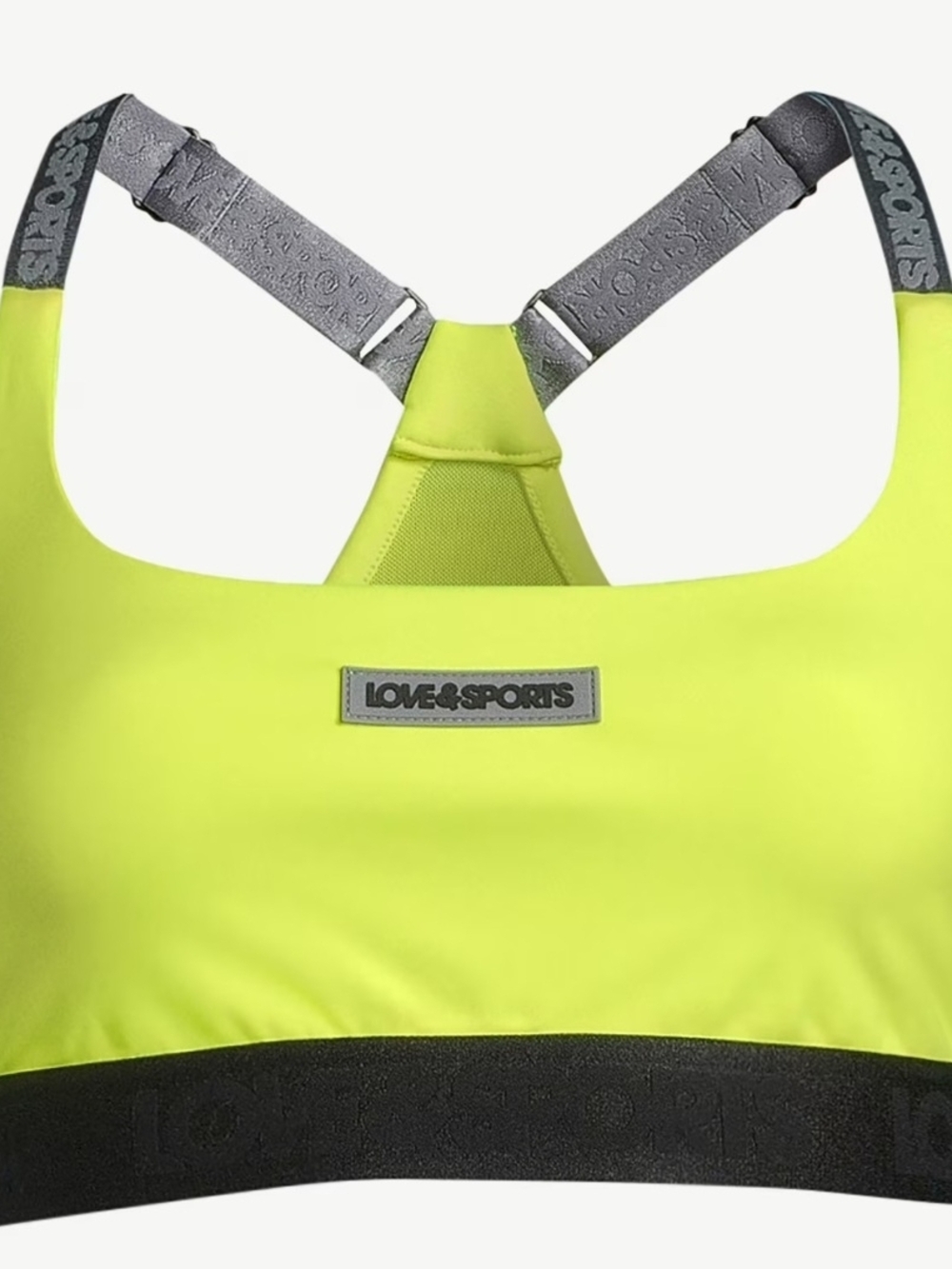 Love4Sports Neon Yellow Plus Size XXXL Sports Bra With Adjustible Strap Mesh